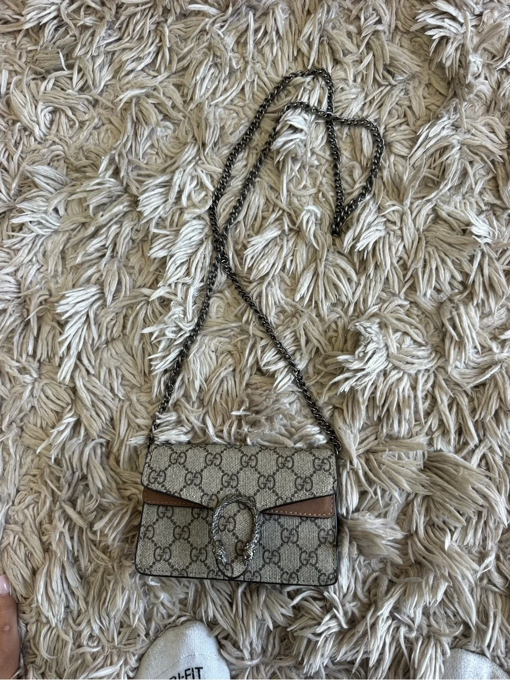 Gucci Brown/Beige GG Supreme Shoulder Bag with Tiger Head - Picture 3 of 5